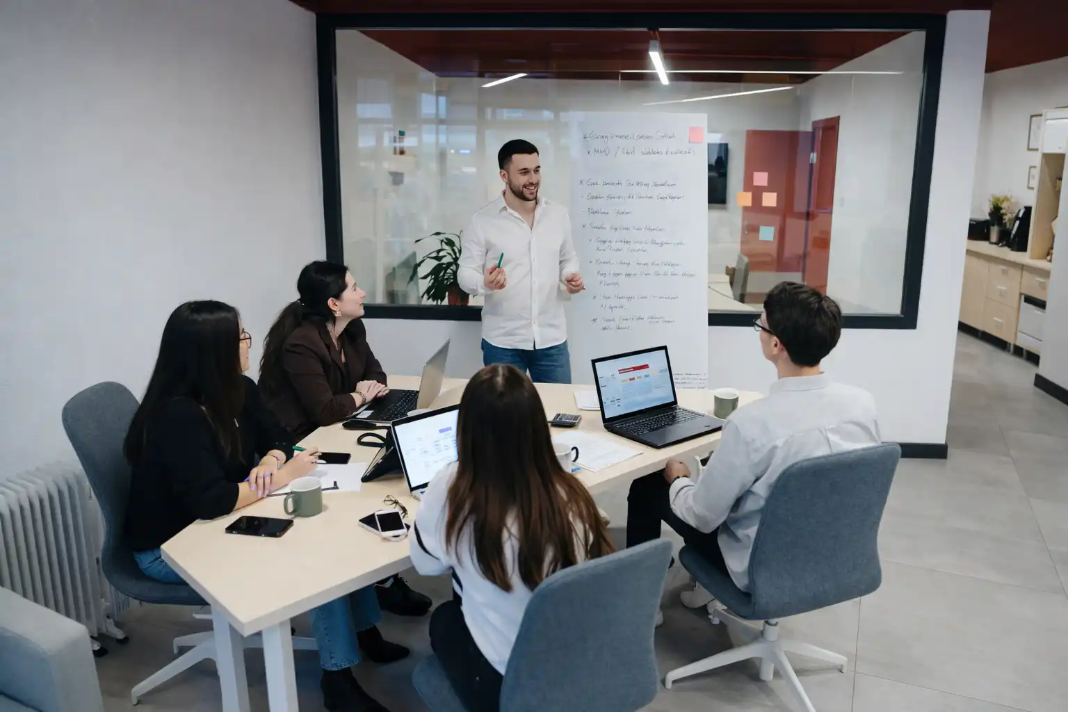 Team analyzing a problem and solution framework